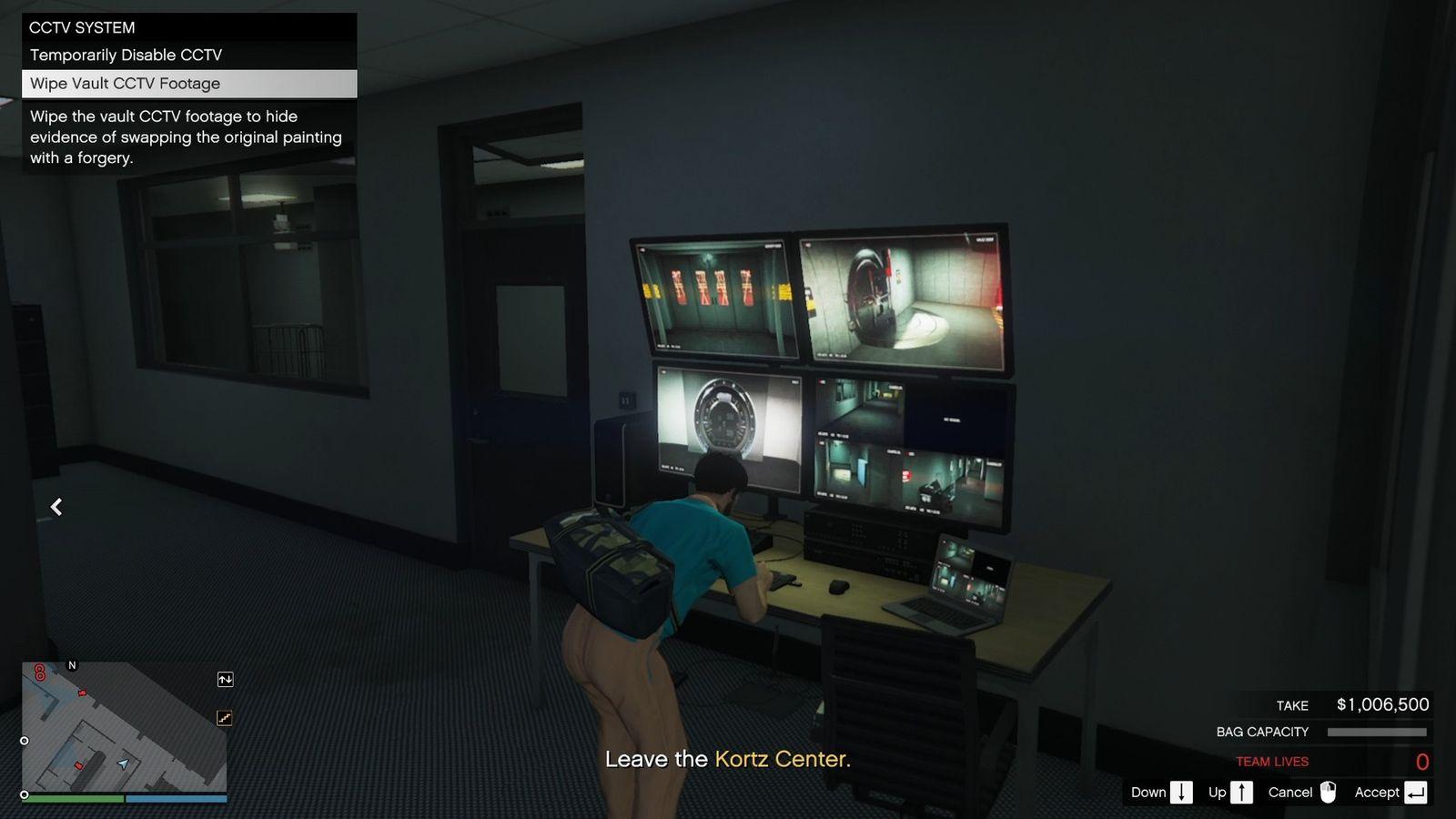 Wiping the CCTV footage and disabling the CCTV cameras.