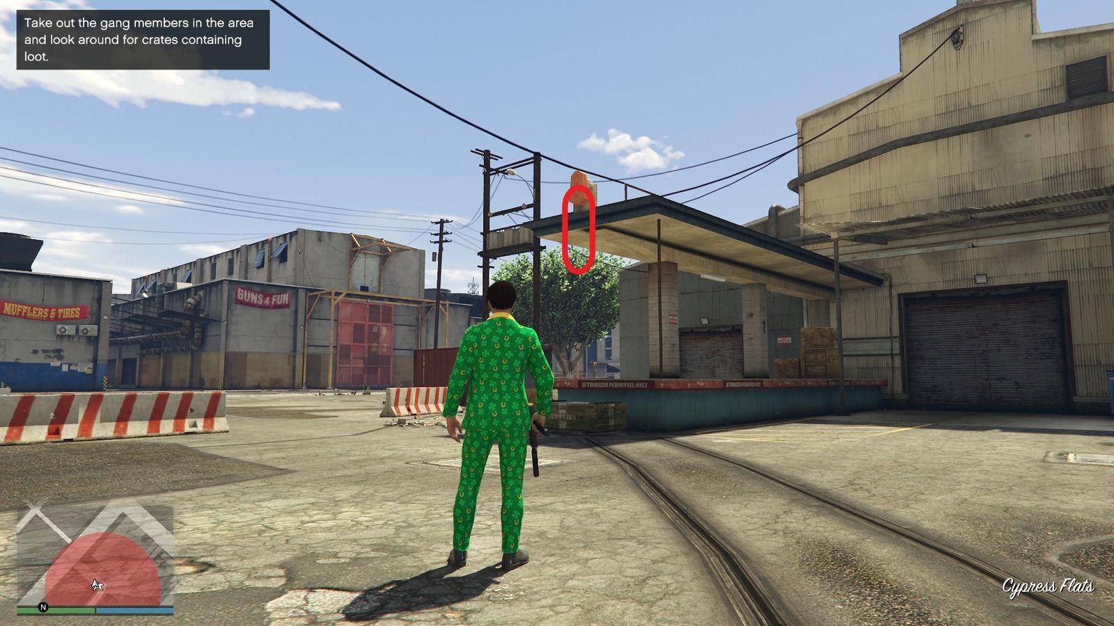 The golden clover will be hanging on the roof of a loading platform of an industrial building in Cypress Flats.