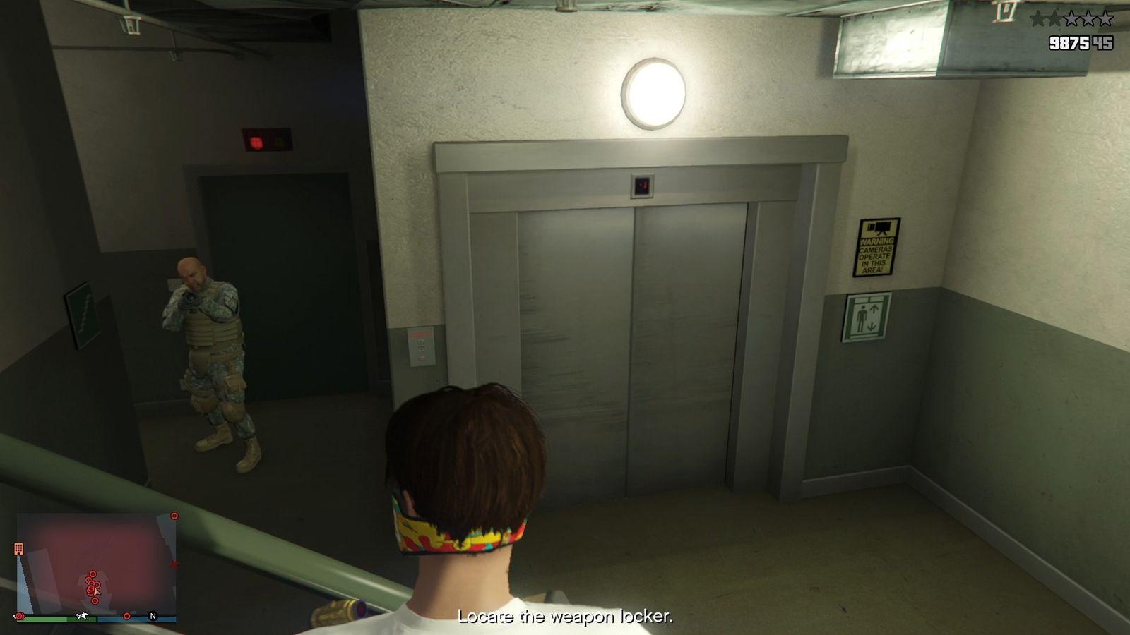 Shotgun soldier hiding right by the elevator.