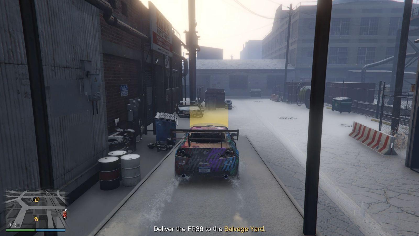 Delivering the vehicle to the salvage yard.