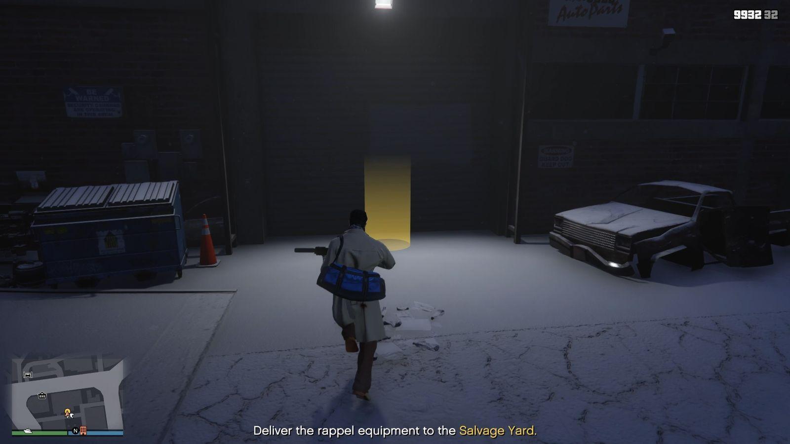 Once you're out, the enemies will still chase you, but ignore them and deliver the equipment to your Salvage Yard to complete this task.