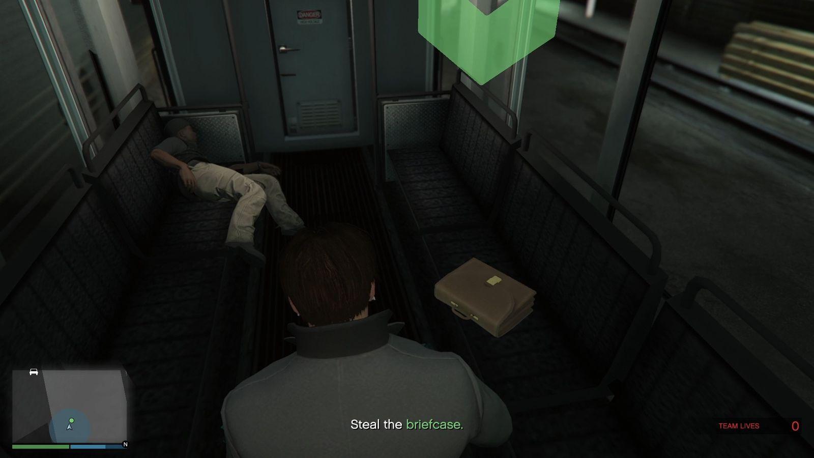 Briefcase inside the target's train.