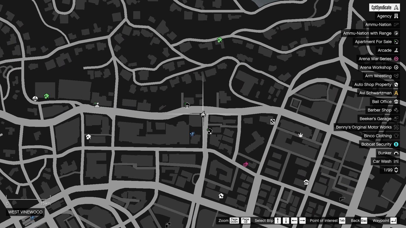 The map shows the location of the golden clover found at Ellen's Liquor Lover store in West Vinewood.