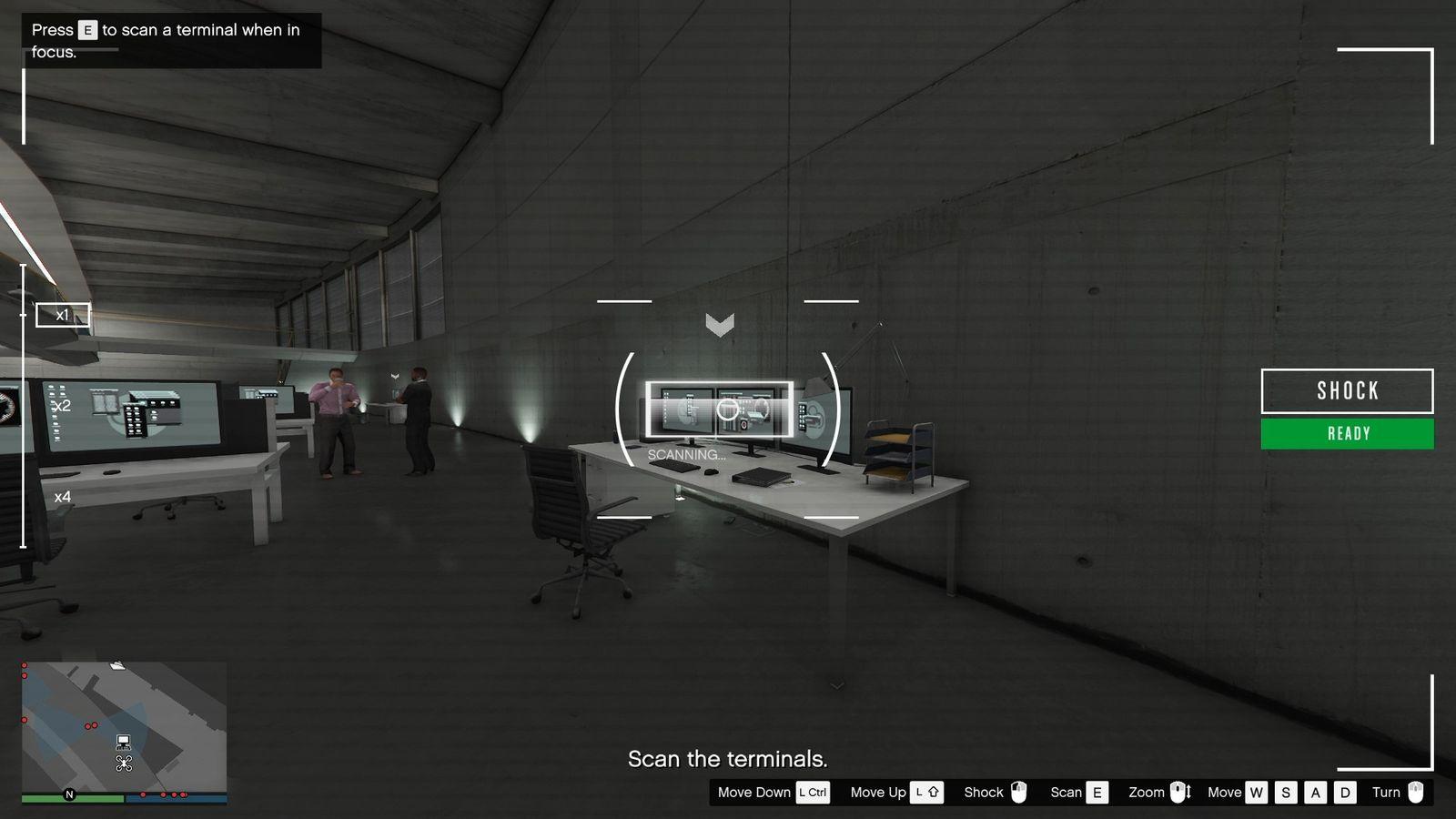 Scanning the terminal for the vault access code.