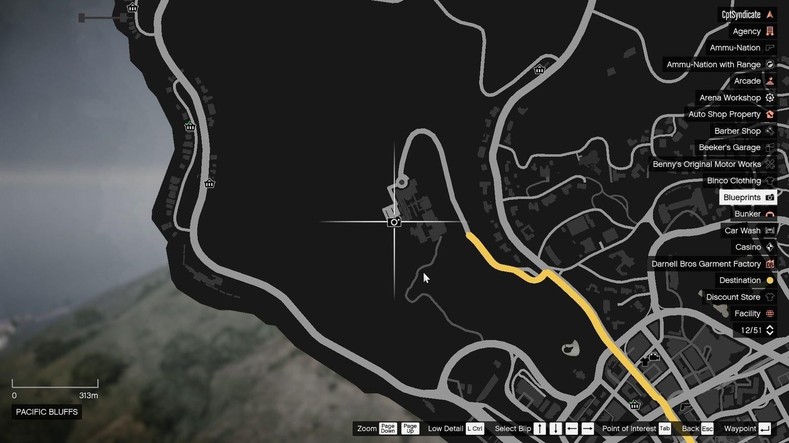 Camera icon represents the location of the sewer blueprints.