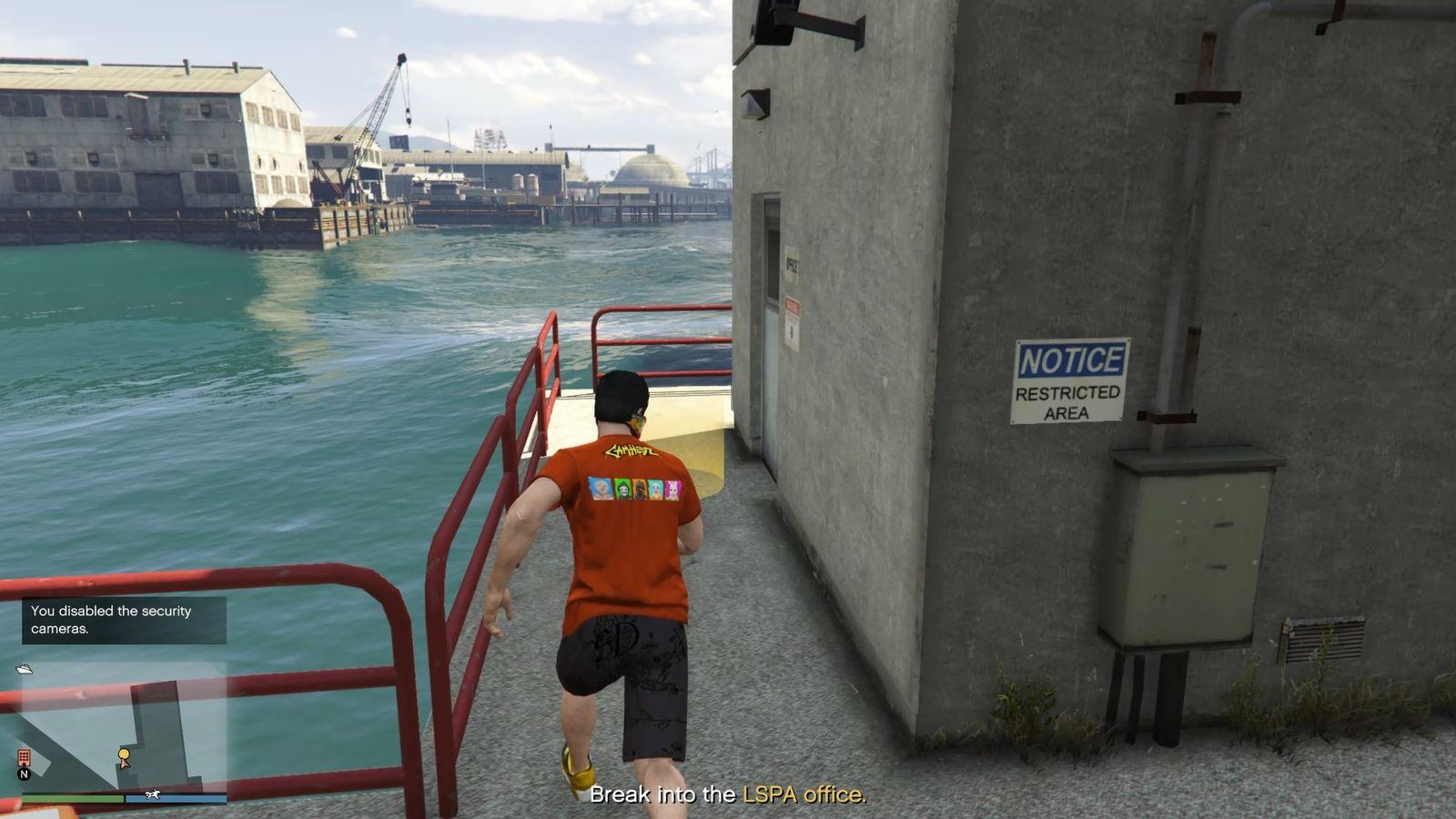 Once you've disabled the security cameras, you can enter the office.