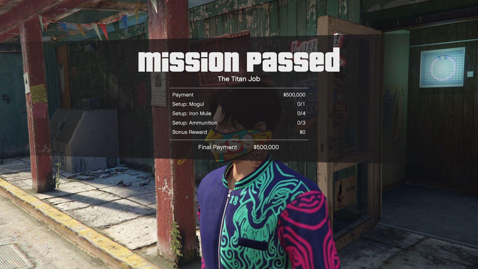 A Normal-difficulty repeat completion pays GTA$500,000 to the host.