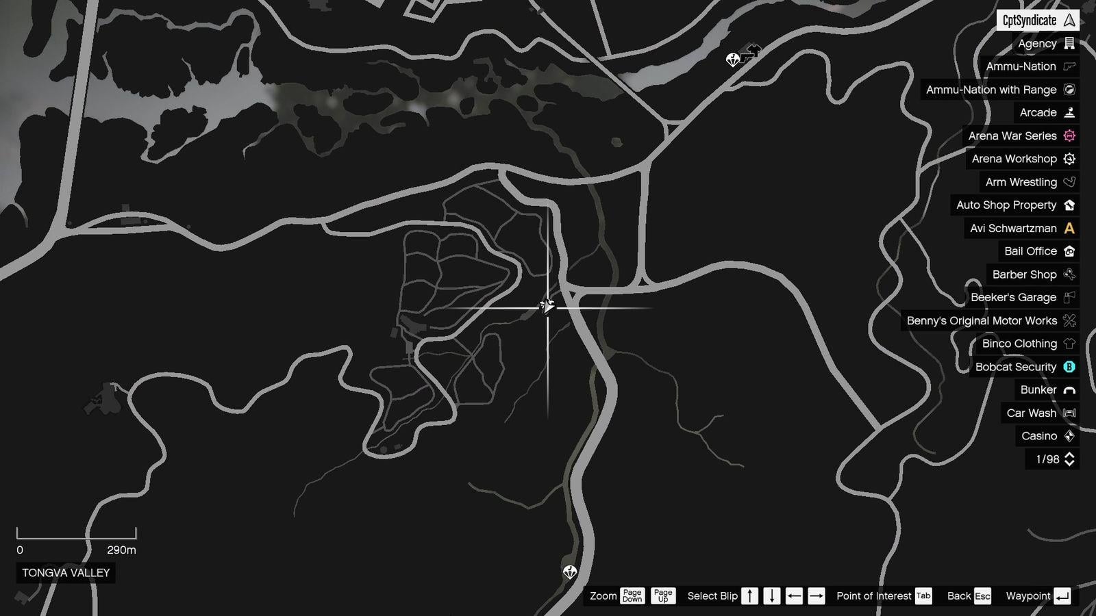 The map shows the location of the golden clover found at the Two Hoots Falls statue in Tongva Valley.