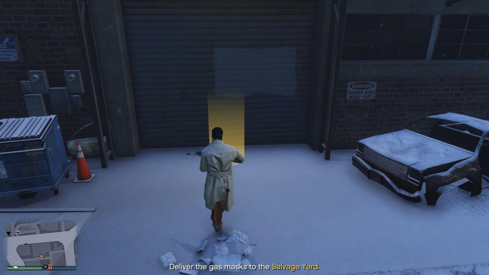 Delivering the gas masks to our Salvage Yard.