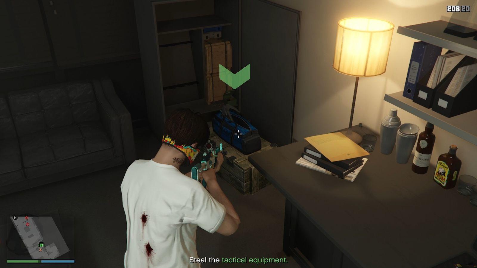 Tactical equipment inside the office.