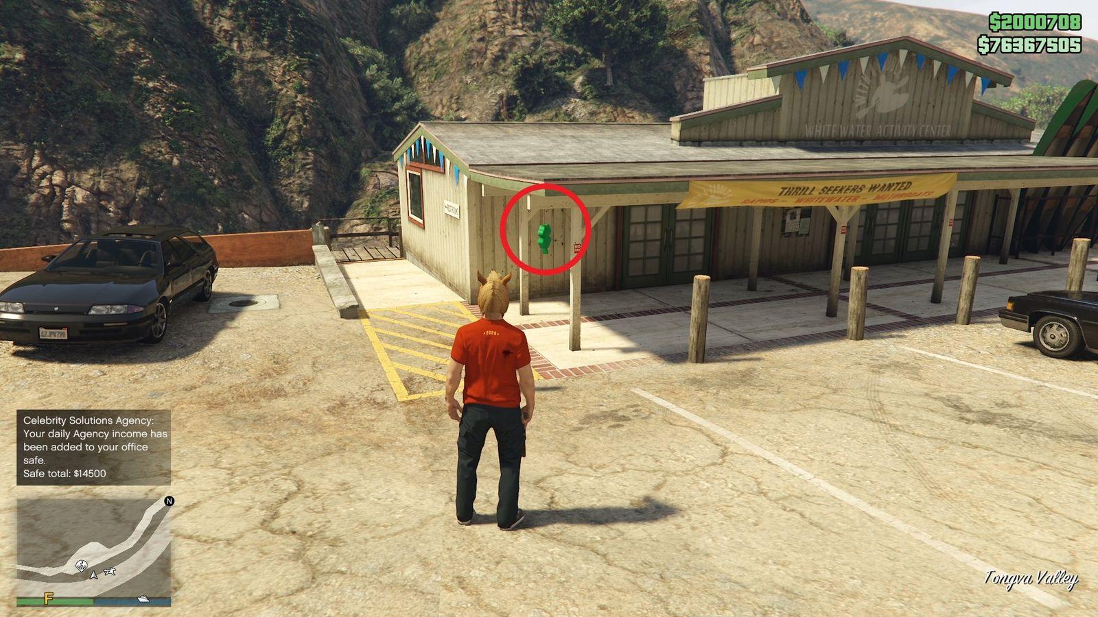 The lucky clover is hanging on the entrance door of the Whitewater Activity Center in Tongva Valley.