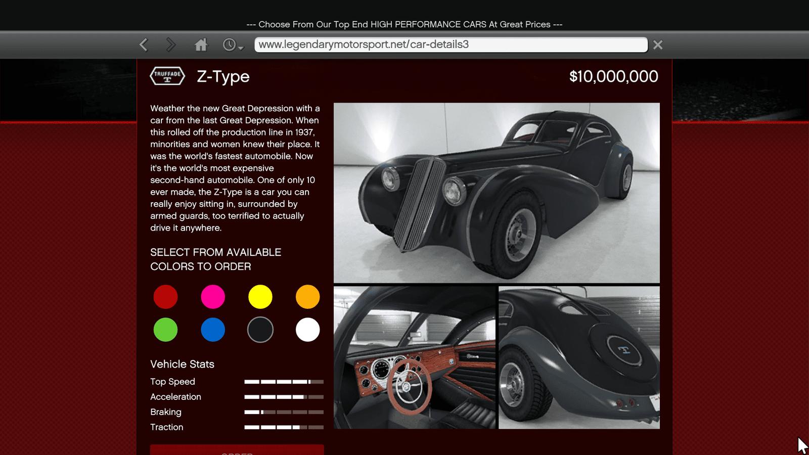Truffade Z-Type Legendary Motorsports Store Page
