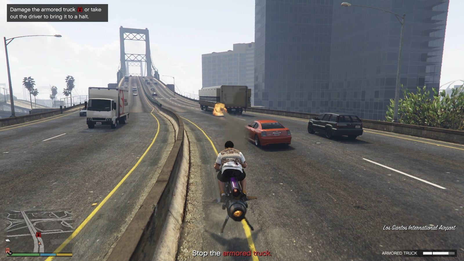 You can see the truck's health at the bottom right corner.