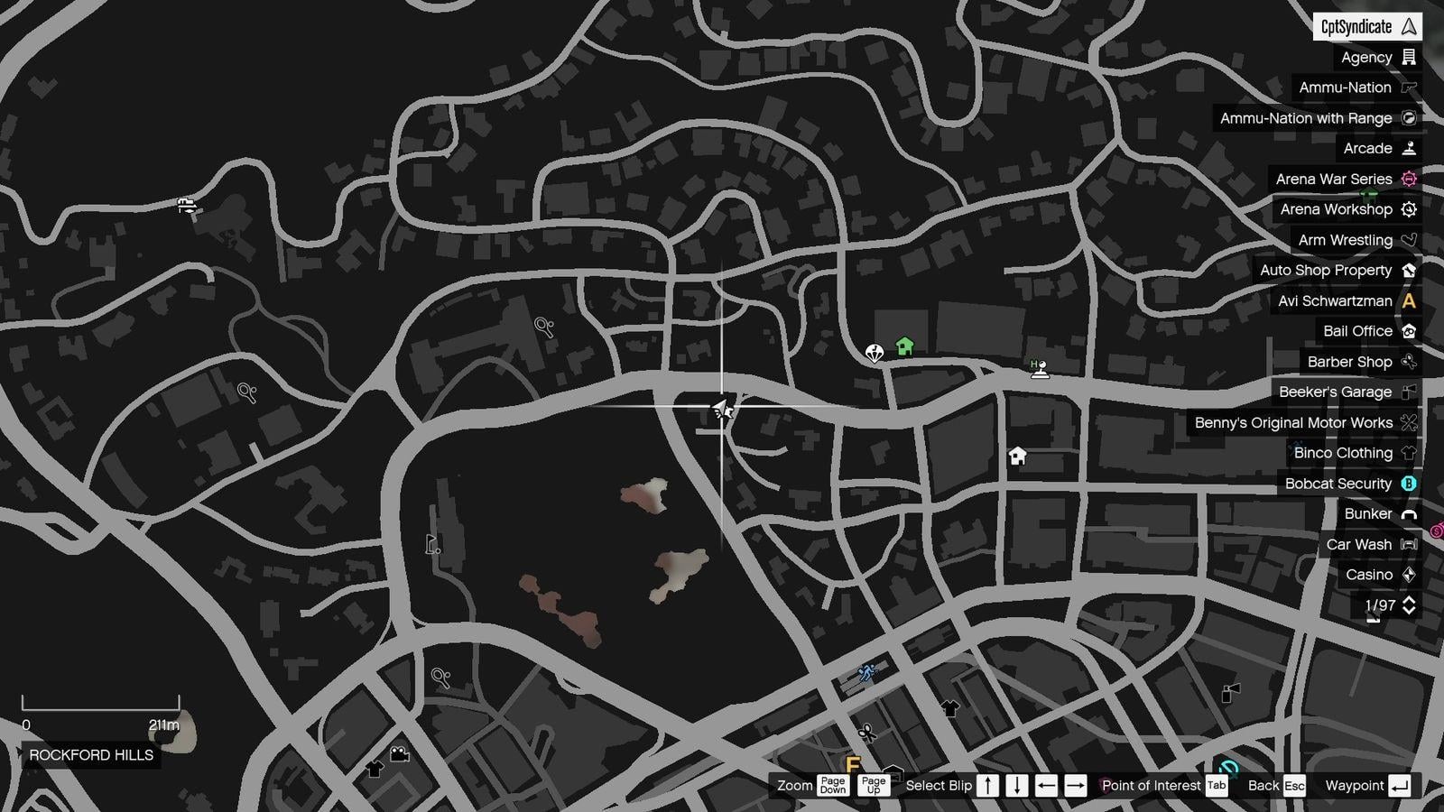 The map shows the location of the lucky clover in Rockford Hills.