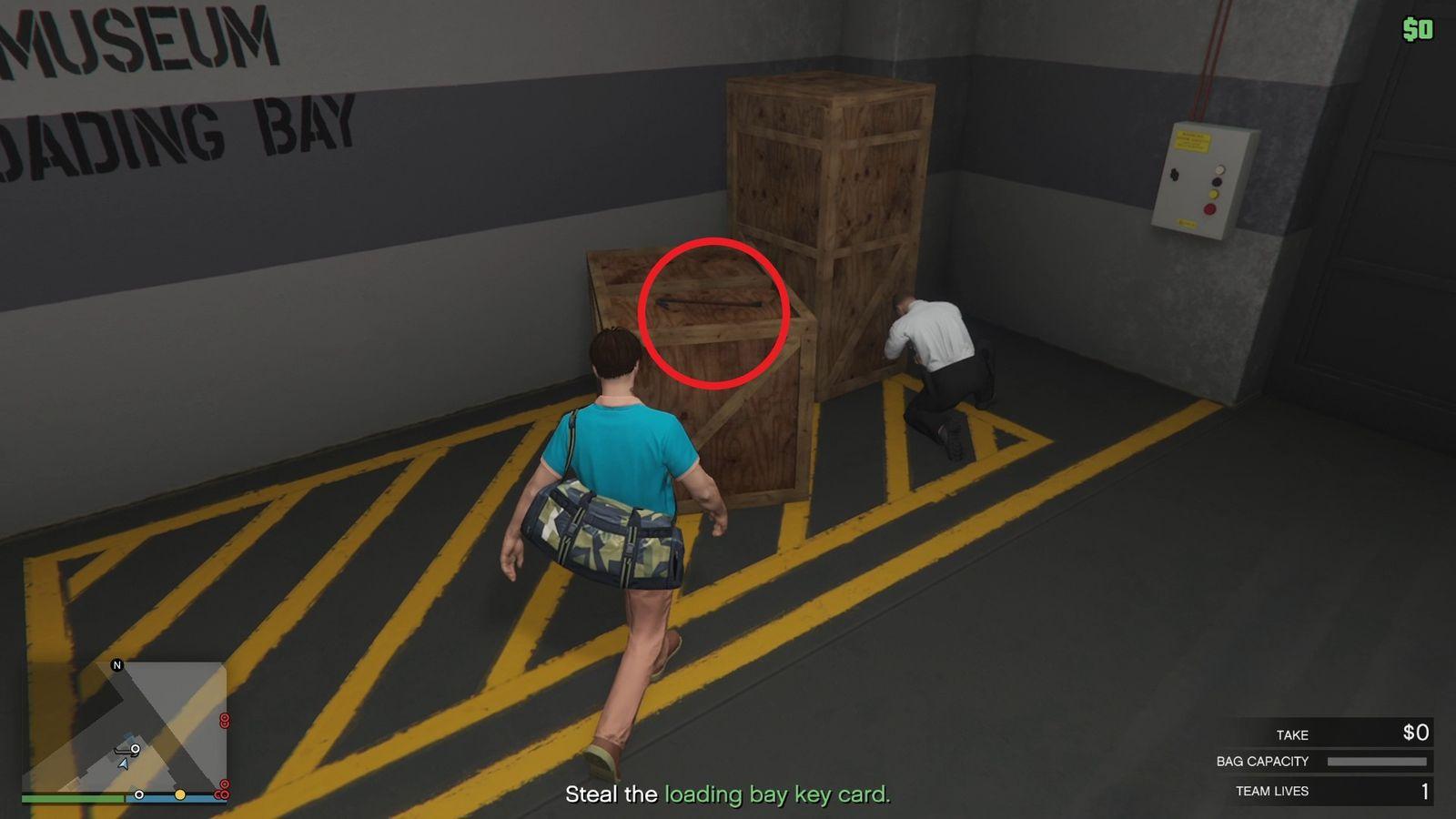 Crowbar location at the loading bay.
