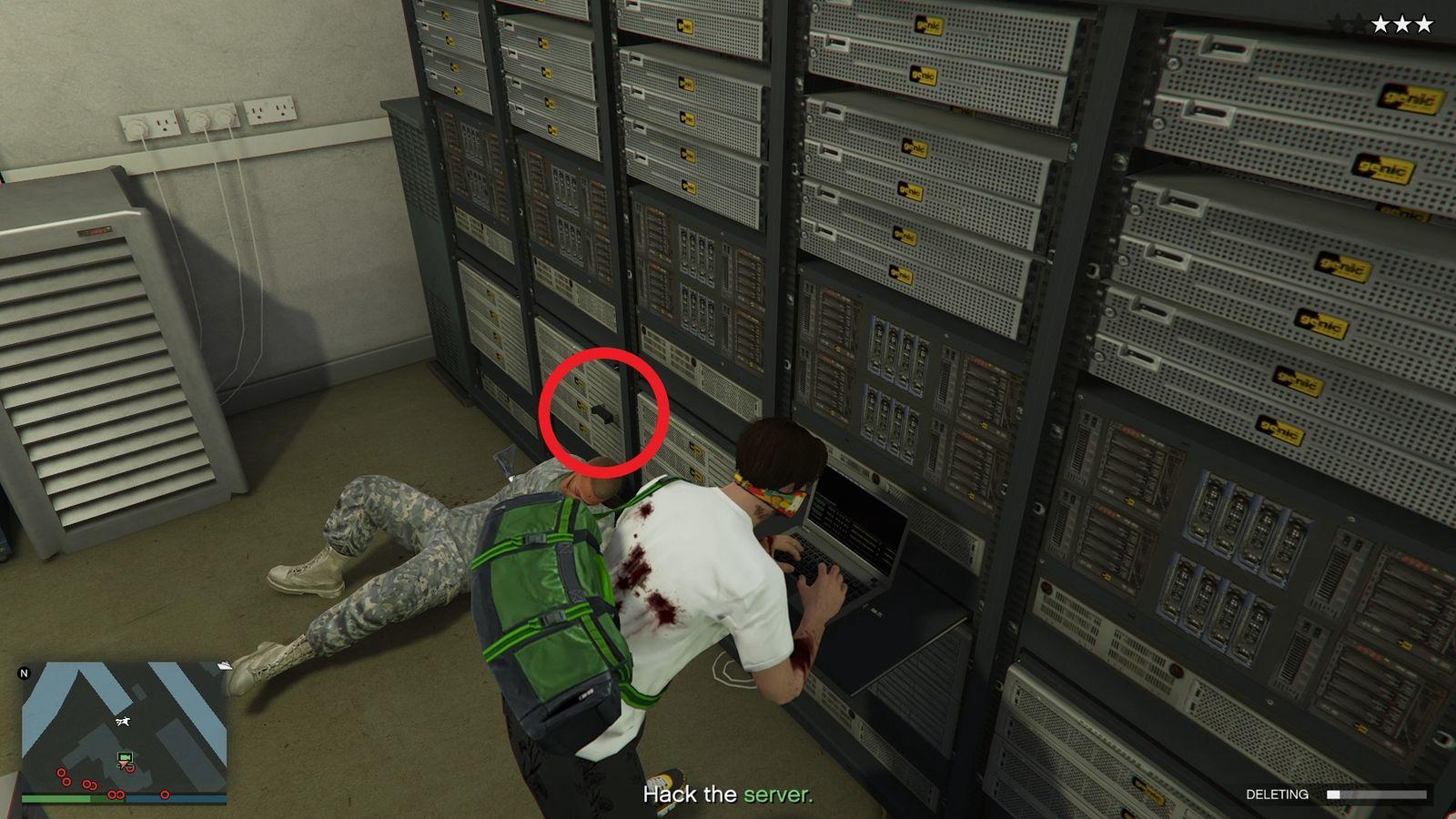 After deleting the footage, pull out the backup drive (circled in red).