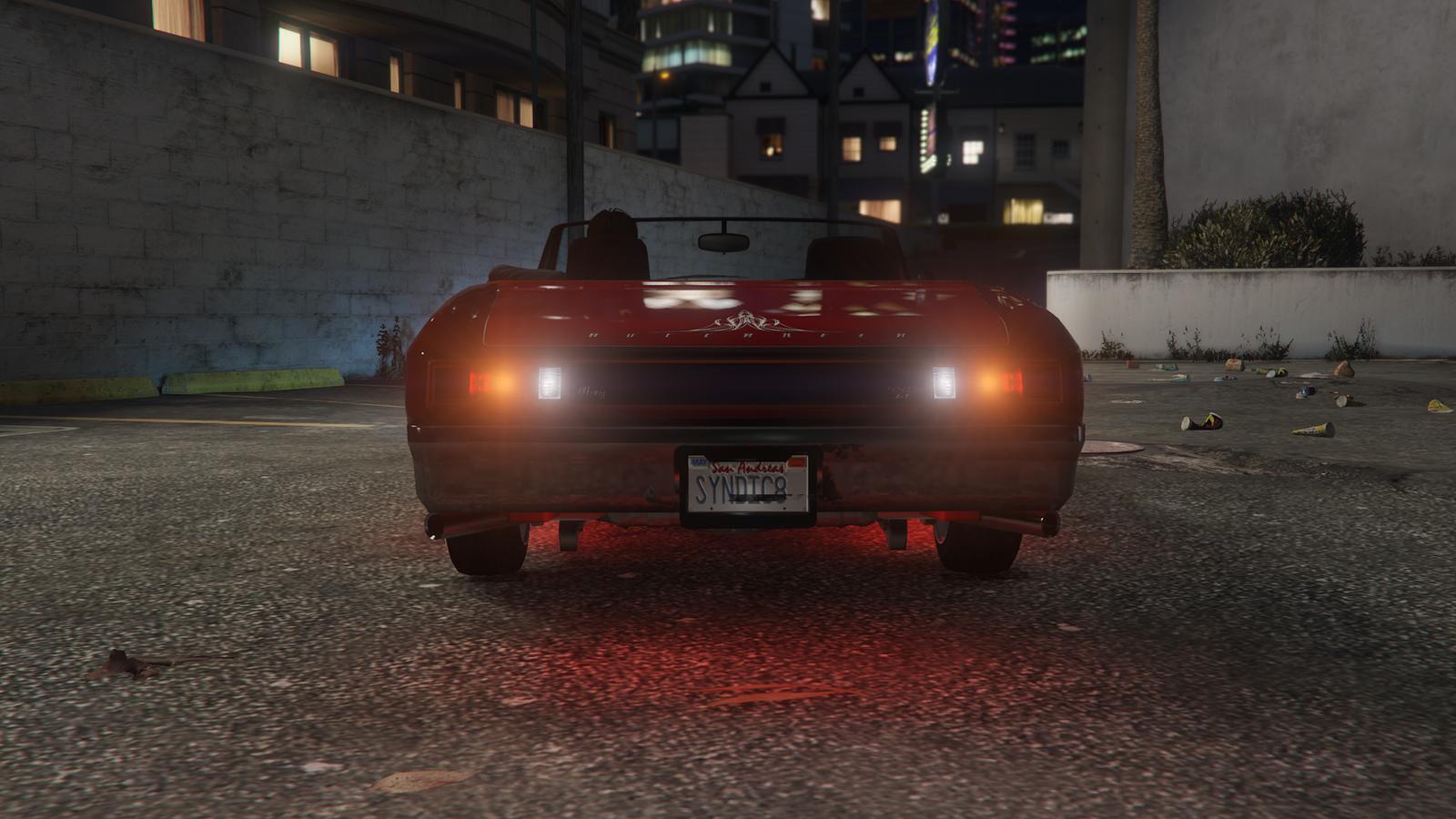 The back of the heavily modified Albany Buccaneer Custom as seen in GTA Online.