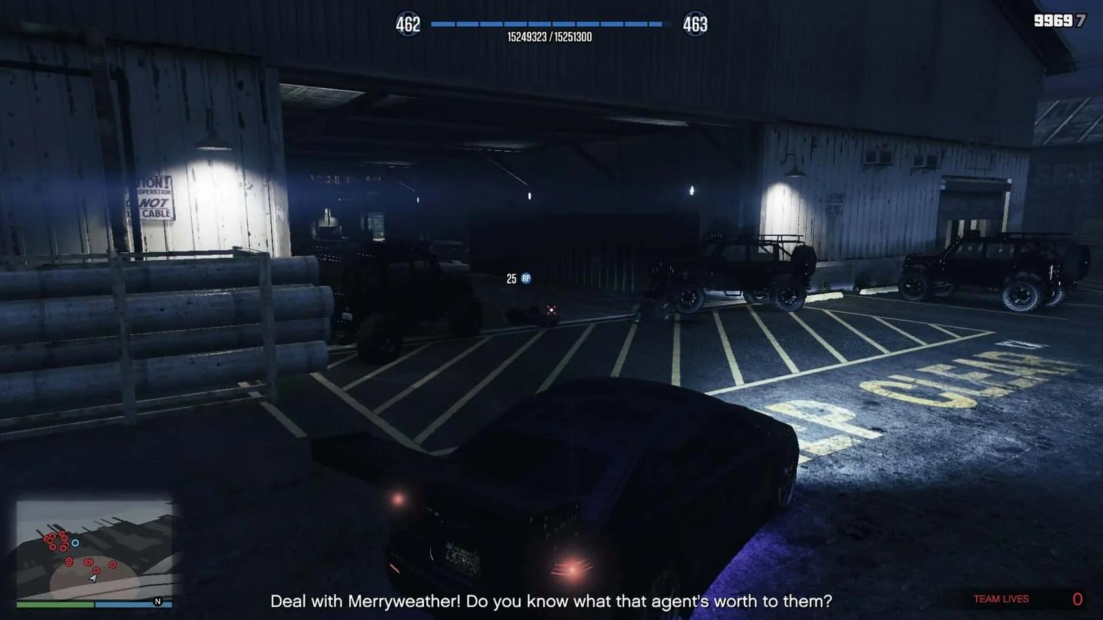 Killing the guards in front of north entrance of the shipyard