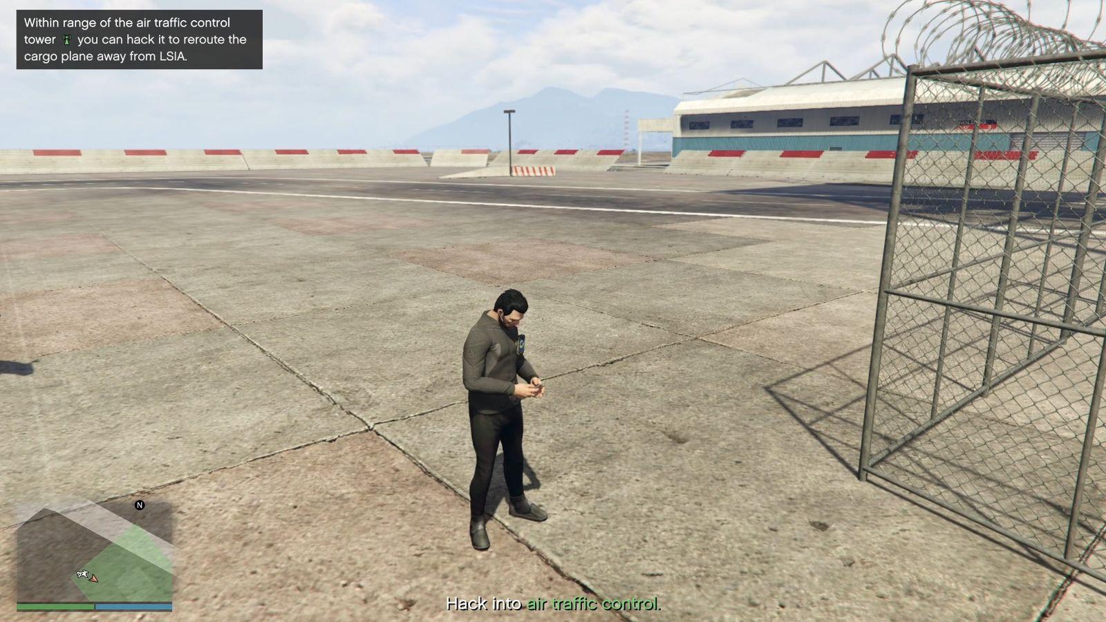 Standing in the highlighted green zone to initiate hacking.