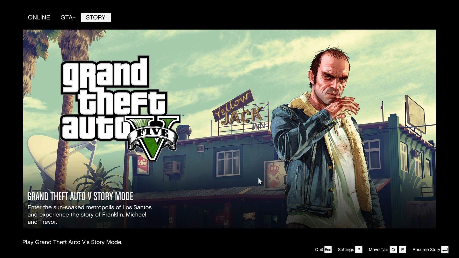 Story tab in the Enhanced version of GTA 5.