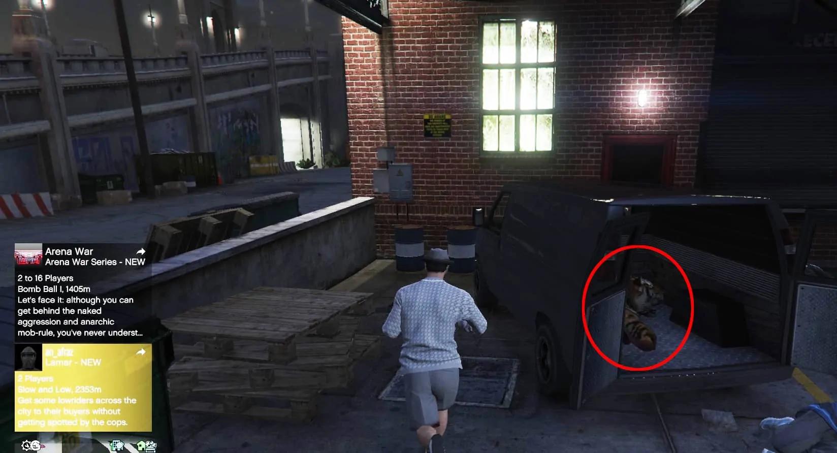 Prop 9 seen inside the van parked next to the warehouse