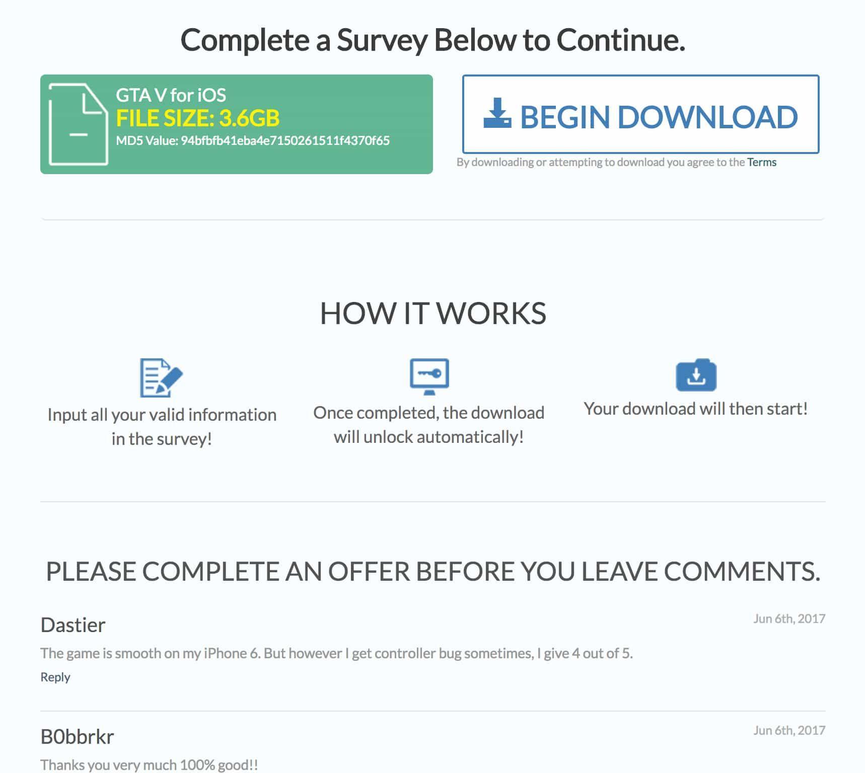 Fake site with fake comments