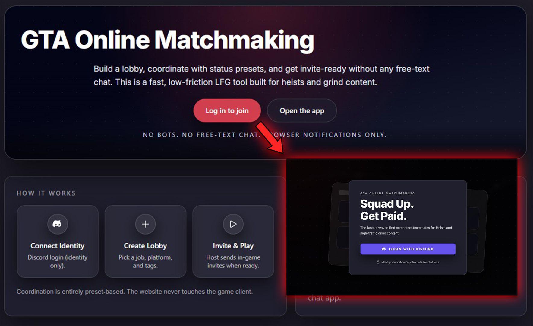 Click on the login button to get the option to login using Discord.