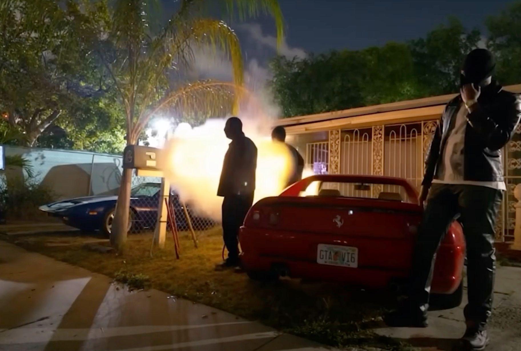 An image of the "GTA VI6" licence plate in question from Travis Scott's music video "2000 EXCURSION".