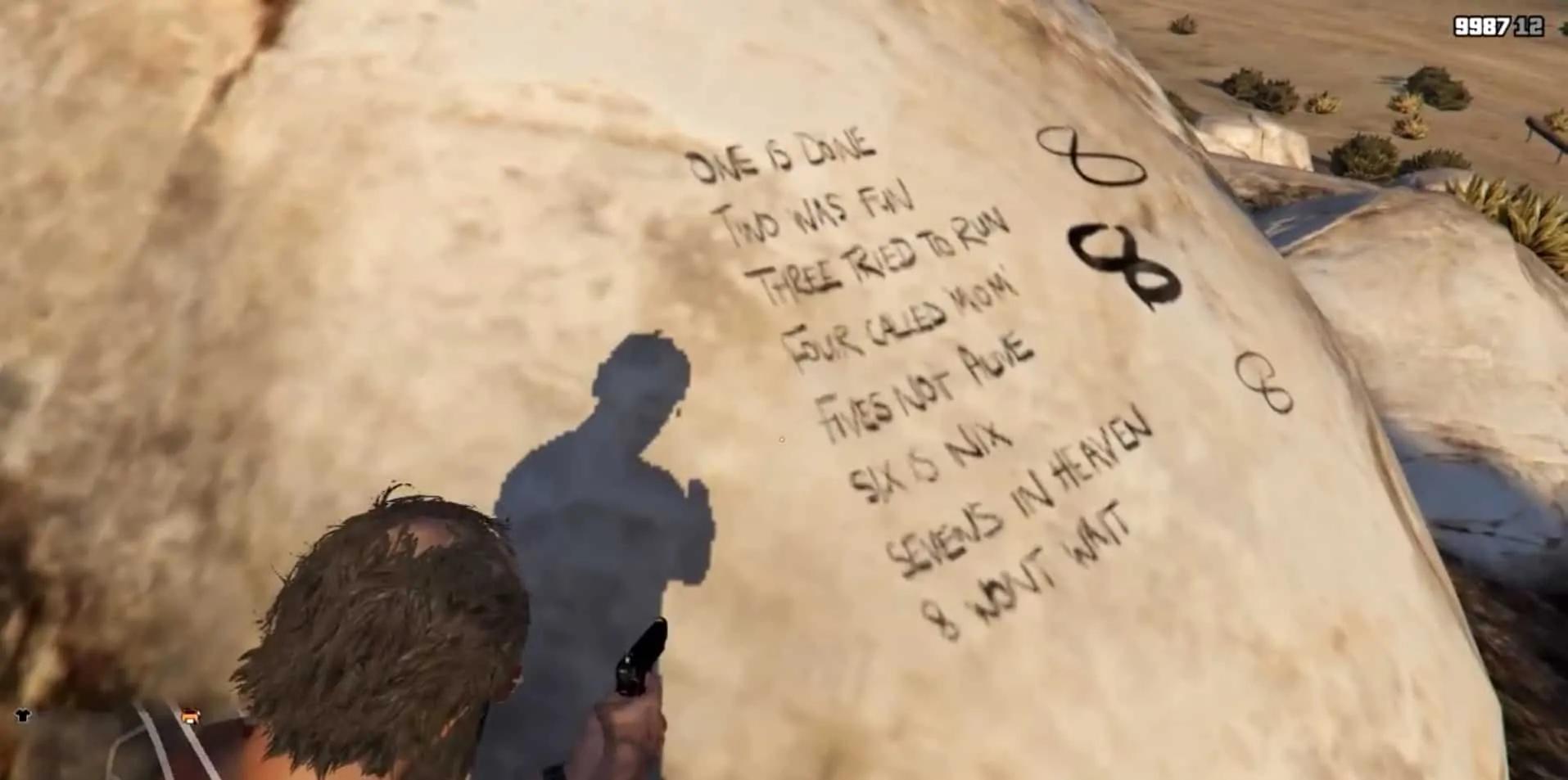 The rhyme written by the killer on a rock near Sandy Shores in GTA 5 Story Mode