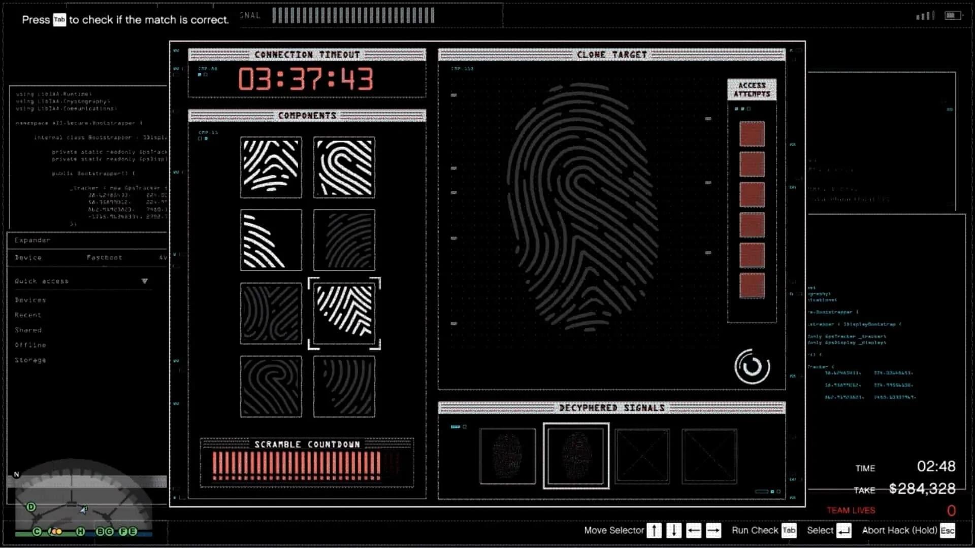 Fingerprint pattern matching the right hand side full fingerprint