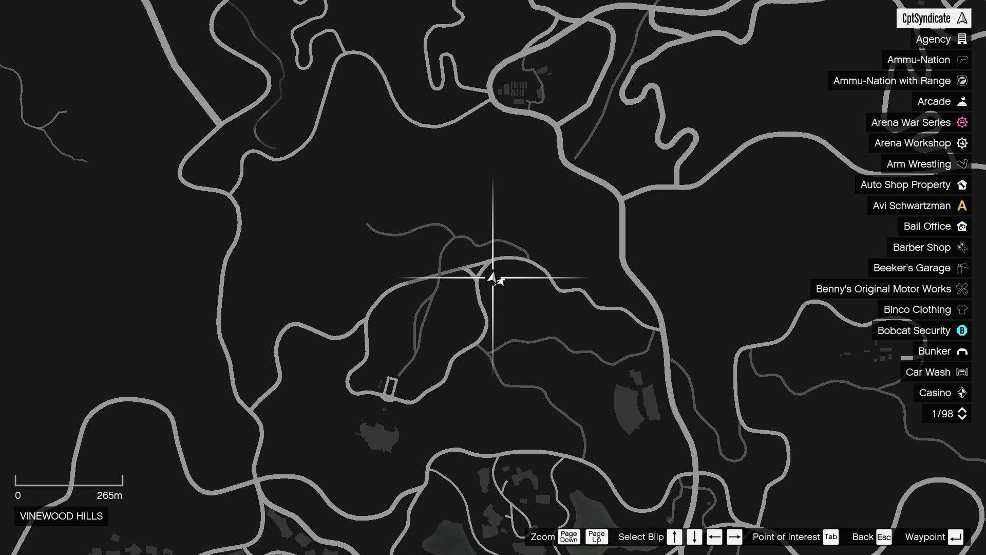 The map shows the location of the golden clover found hanging from a tree in Vinewood Hills.
