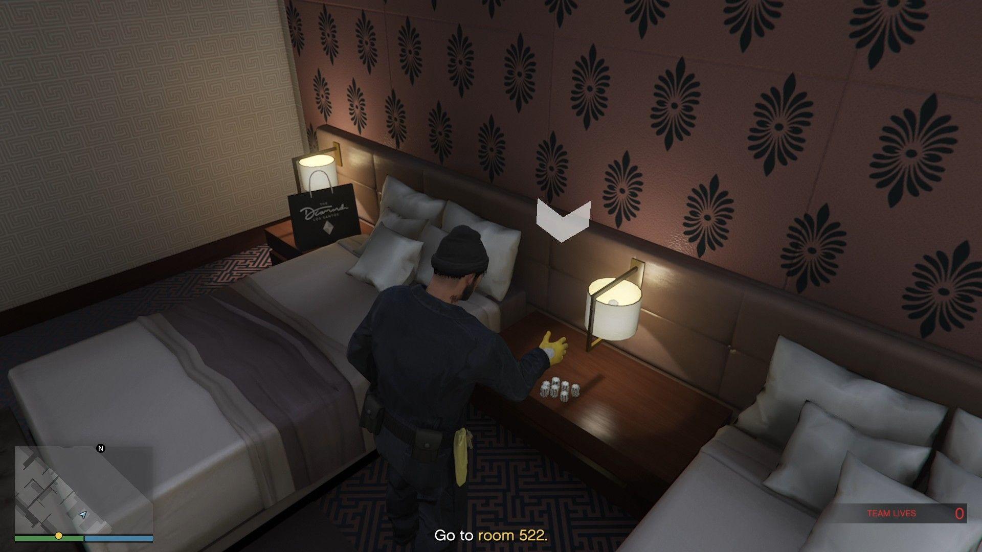 Stealing the Casino chips from Room 513.