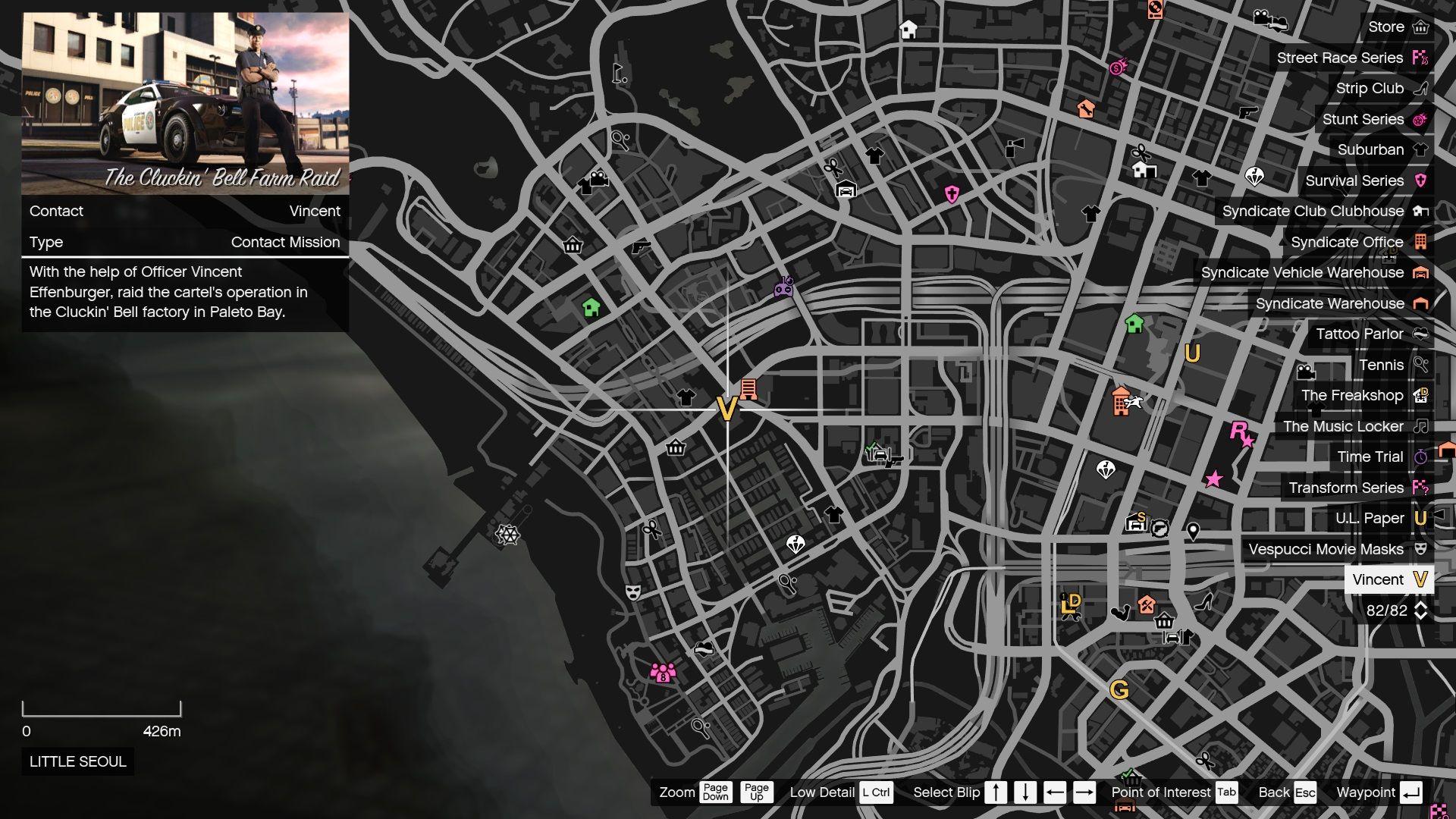 Vincent's location on the map after the call.