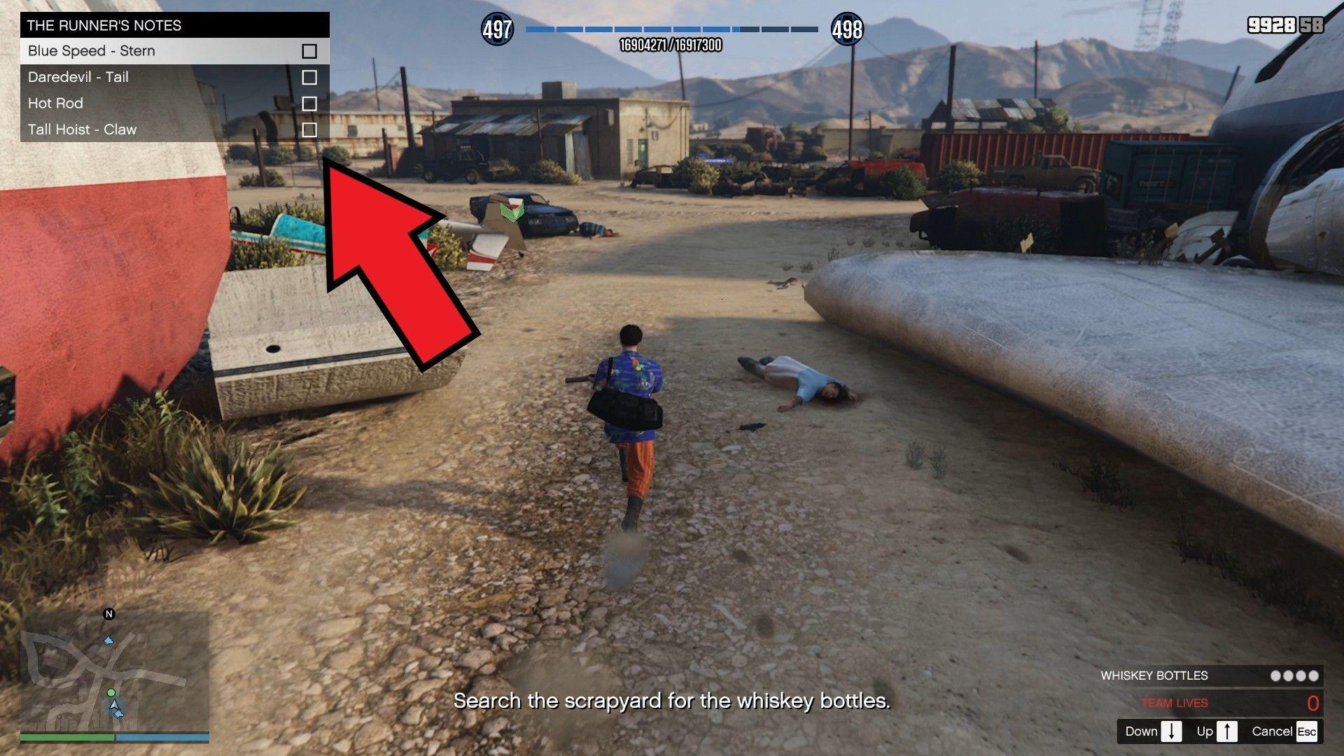 Runner's Notes showing the clues.