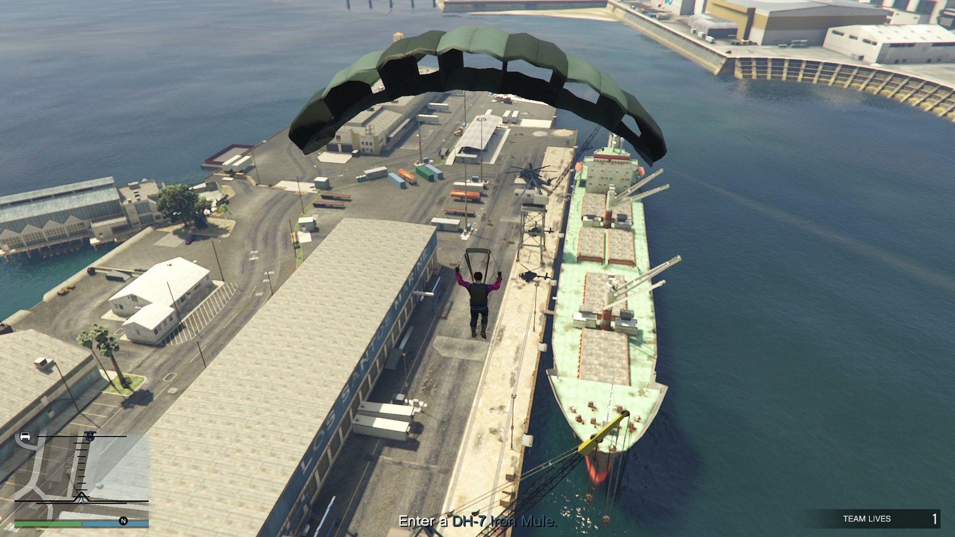 Parachuting to the Iron Mule.