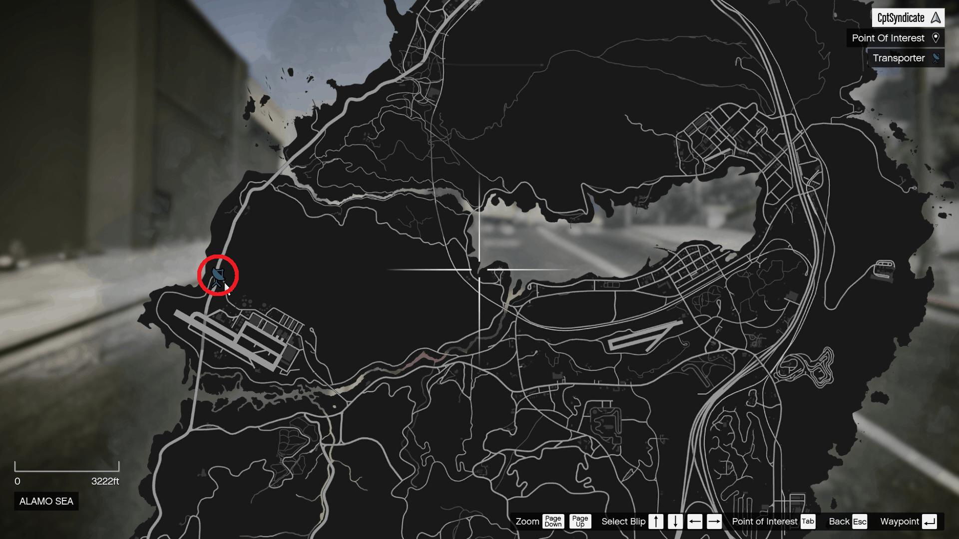 The location of the transporter