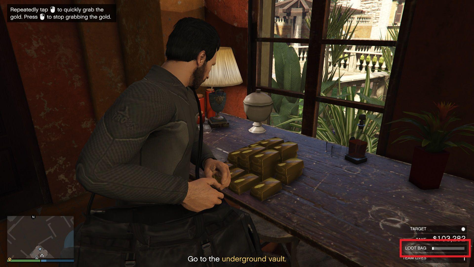 Gold takes up 66.7% of the loot bag space per stack.