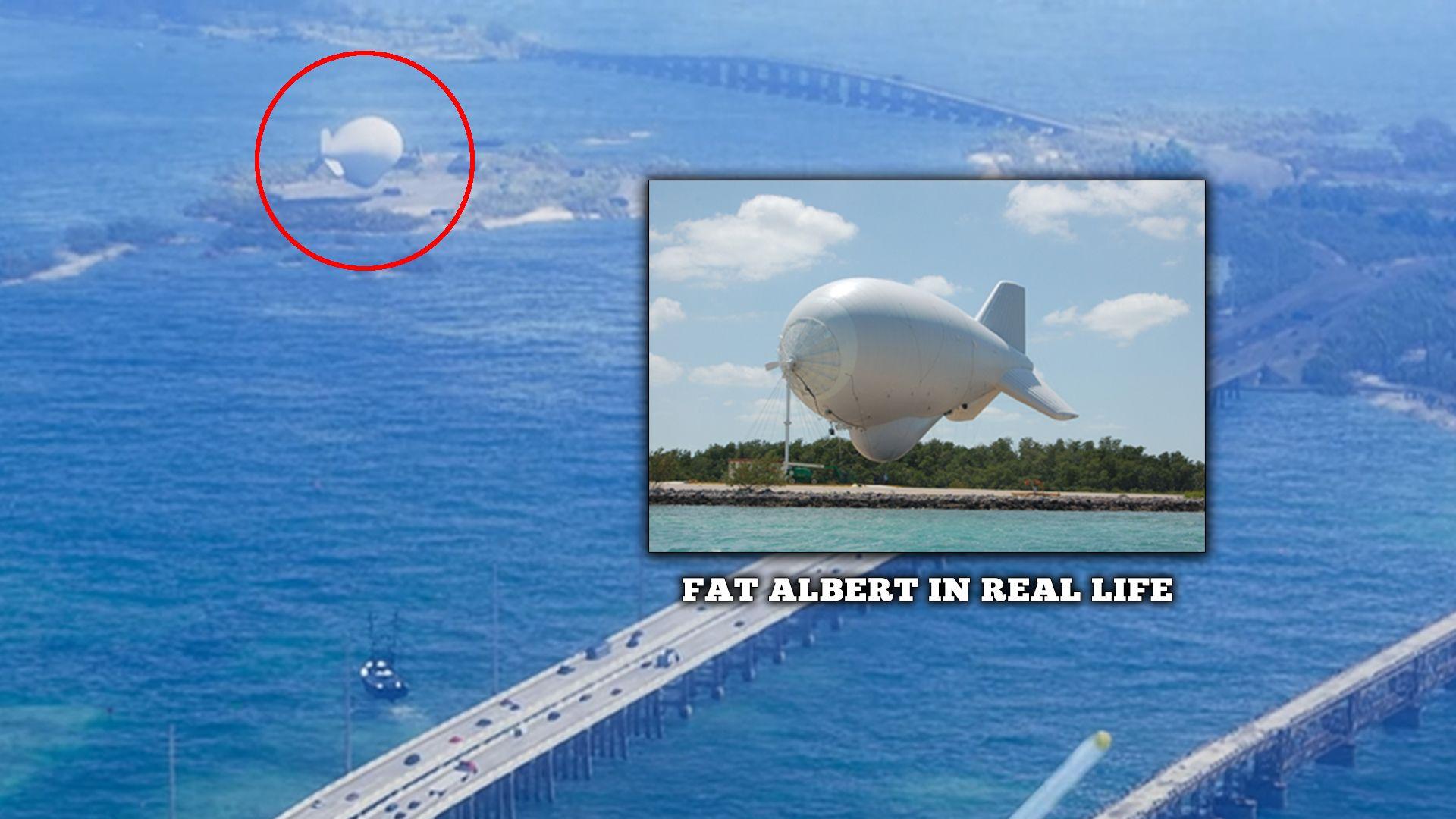 This blimp is also present in real-life and is known as the "Fat Albert."