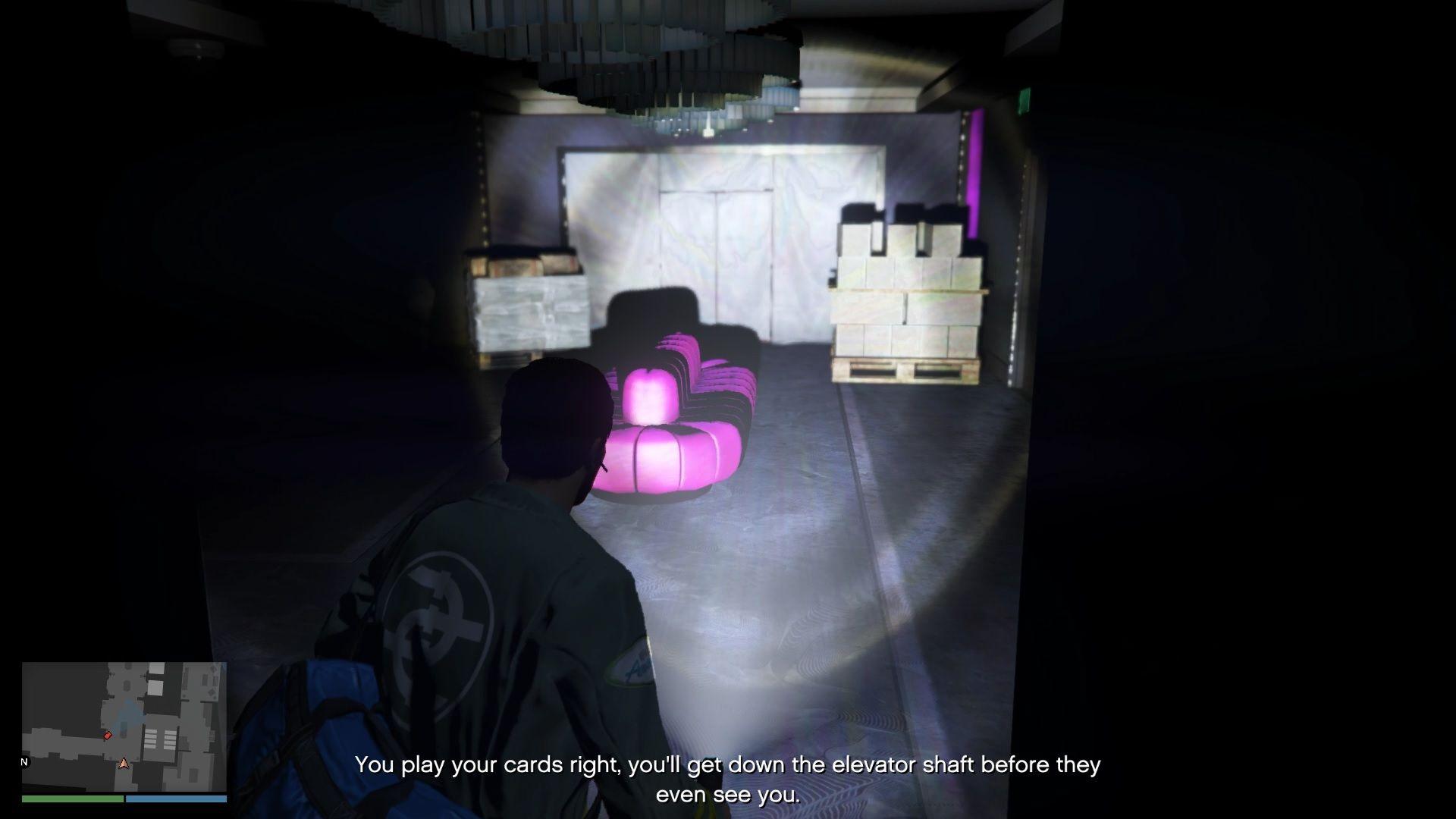 Mini central room with multiple purple couches.