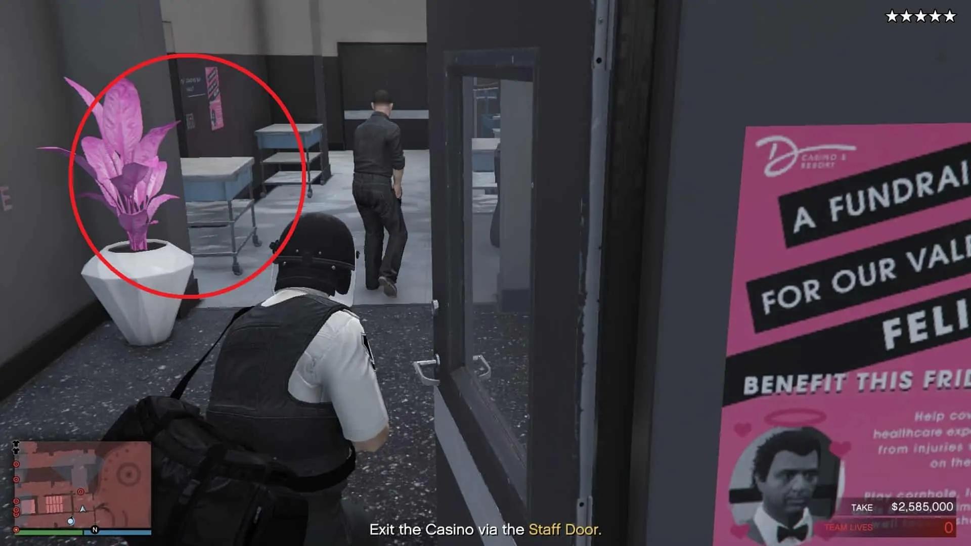 Blocked door from outside and the guard who you need to take out