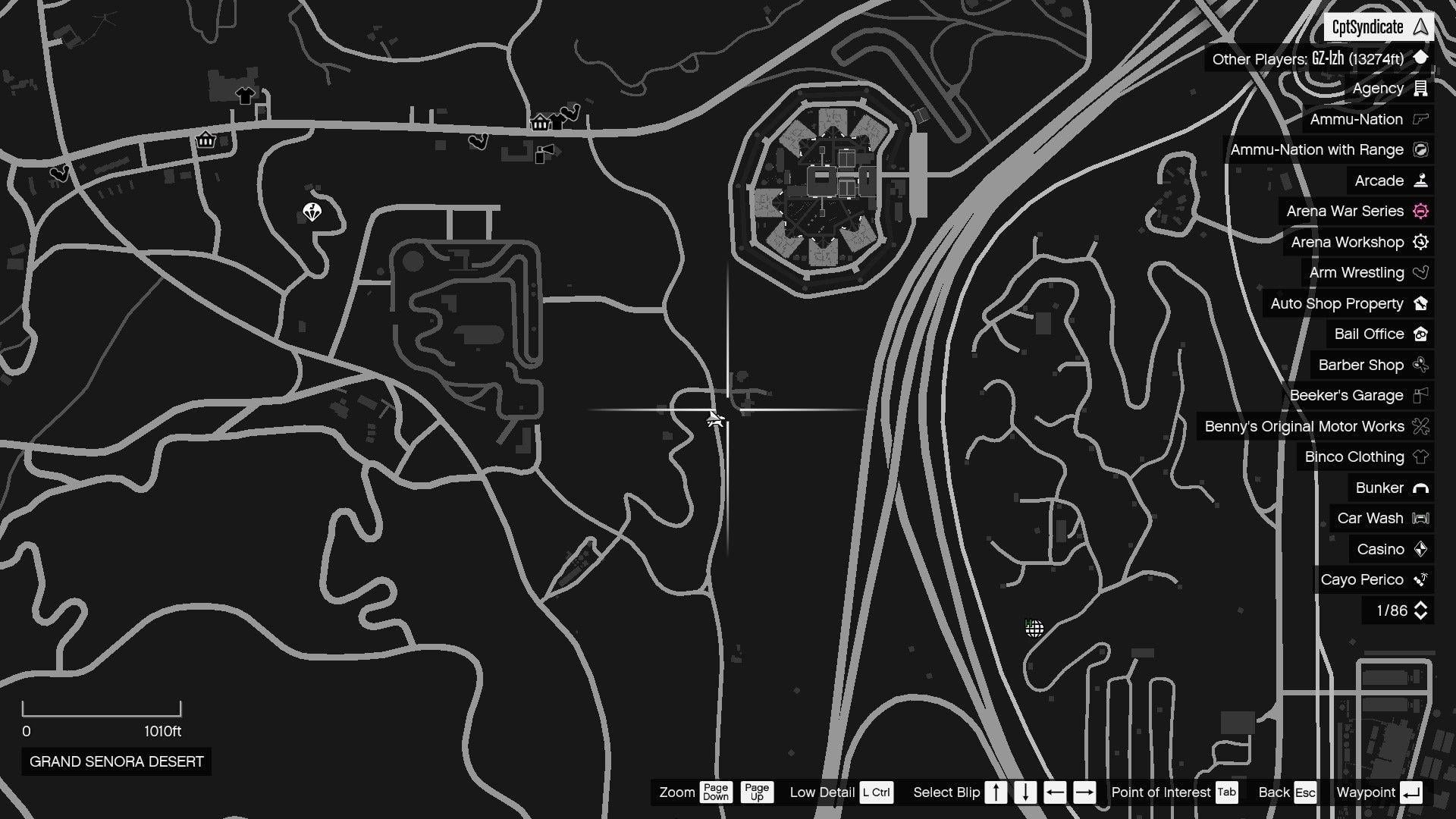 Chicken Hawk's location on the map.