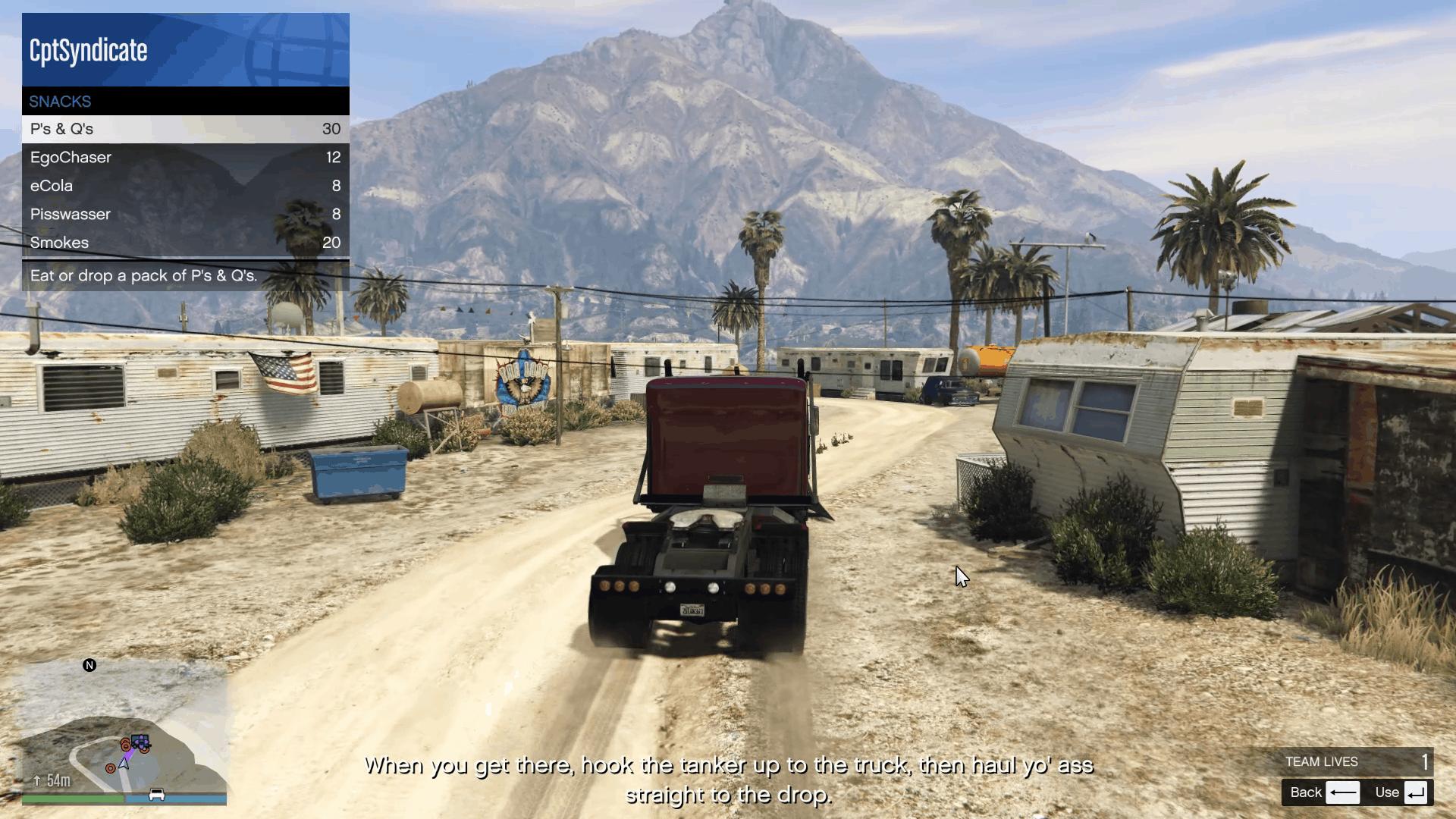 Driving to the tanker with the snacks menu open