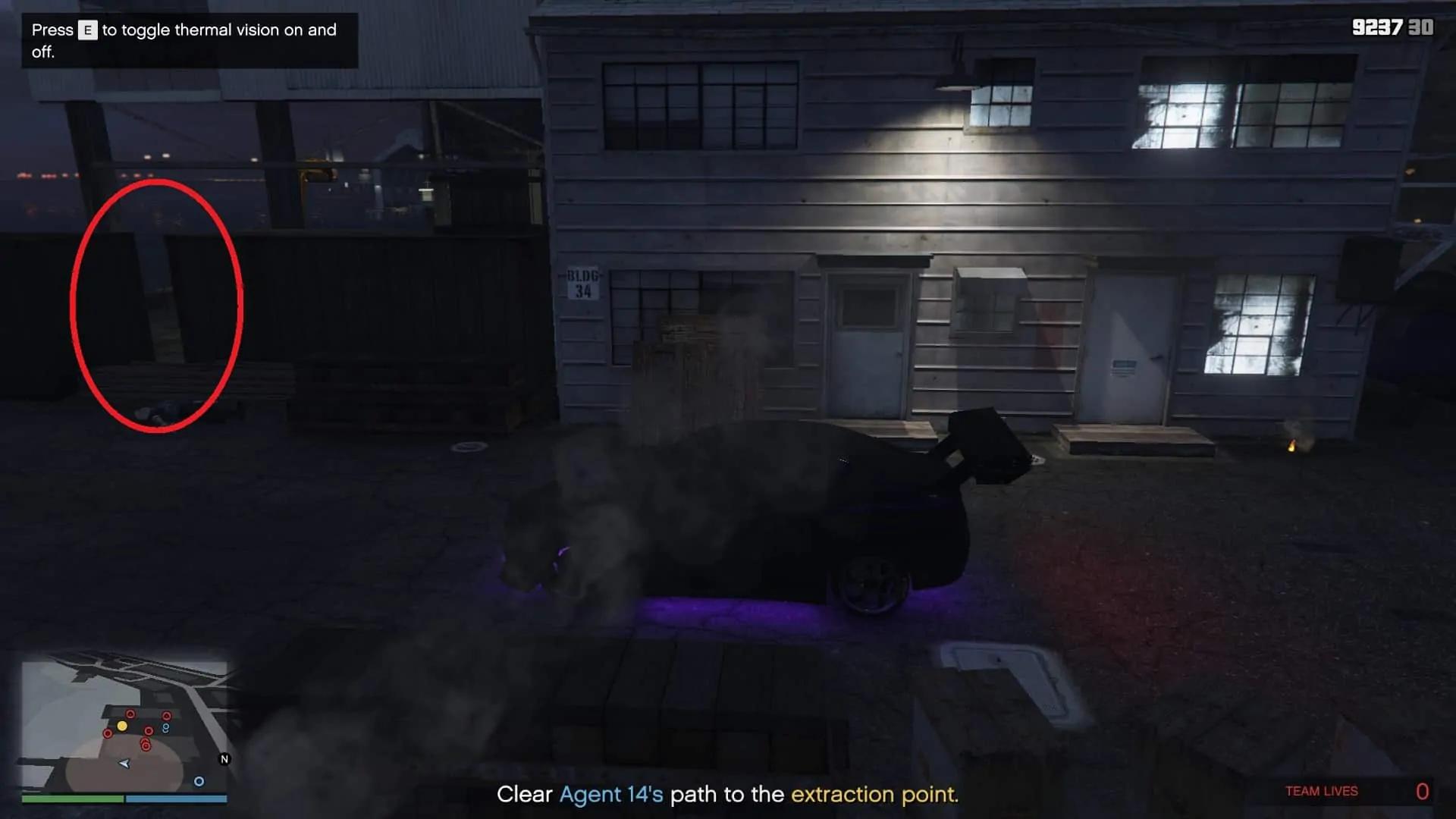 The gap between two containers from where you can shoot the next two Juggernauts