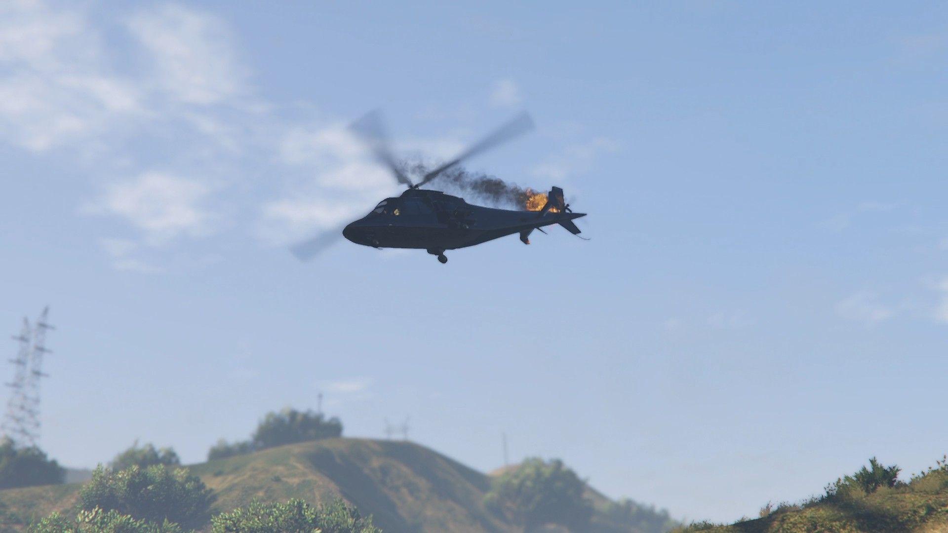 The Swift helicopter crashing.