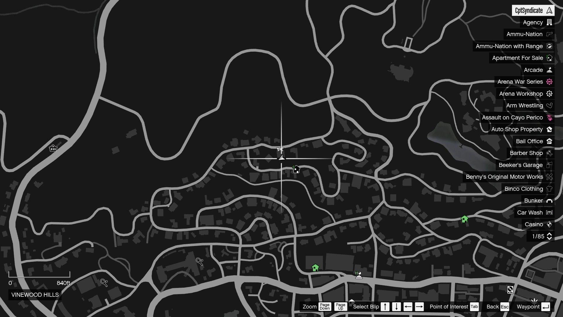 The map shows the location of the Yuanbao in the backyard of a house in Vinewood Hills.