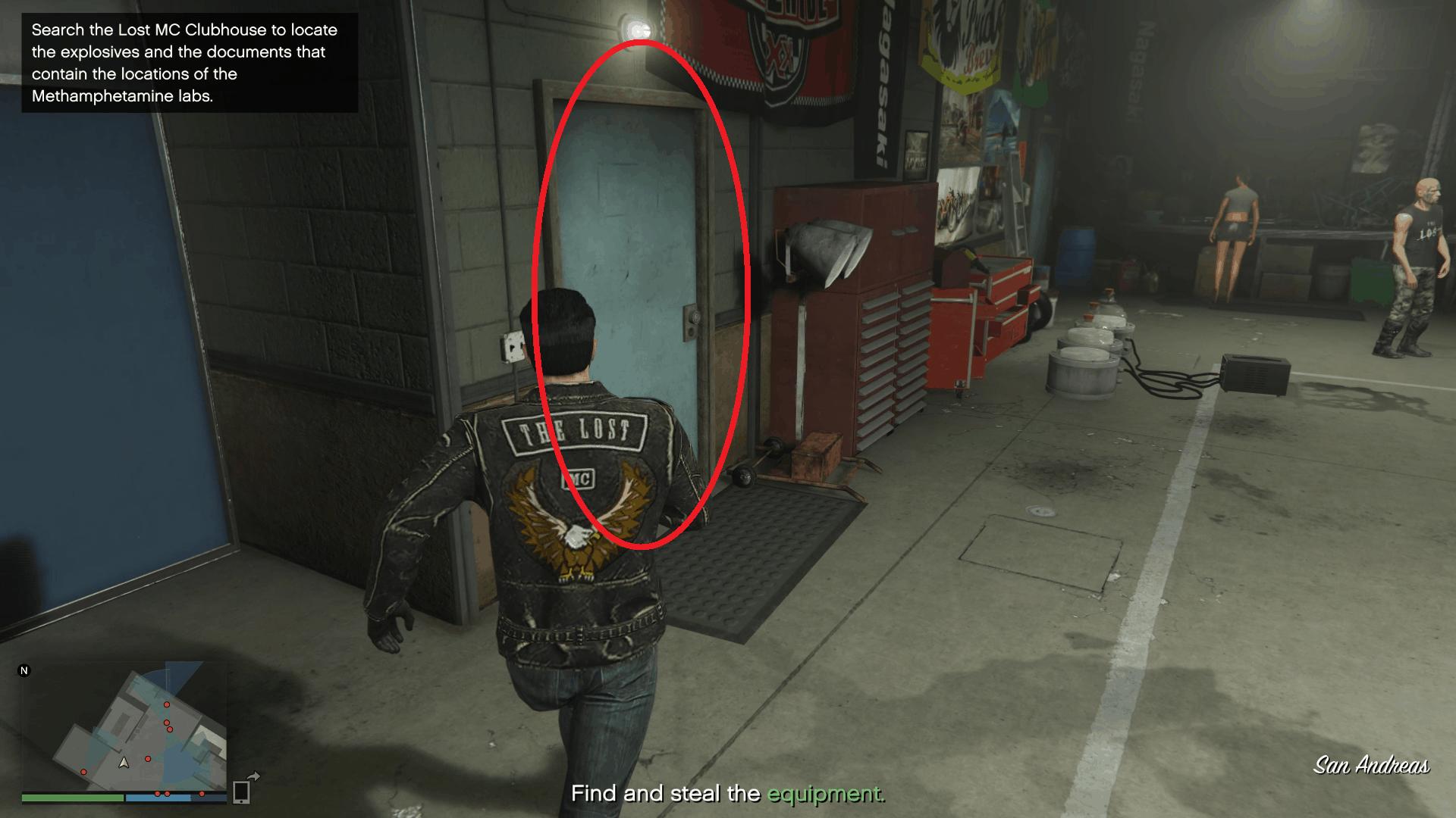 Room with potential equipment to the left as soon as you enter