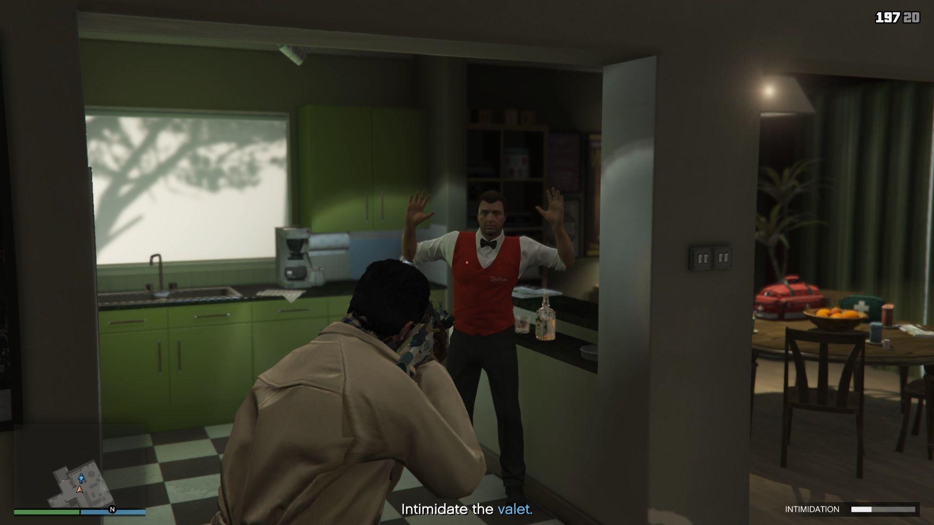 You can see his intimidation progress bar at the bottom-right corner of the screen.