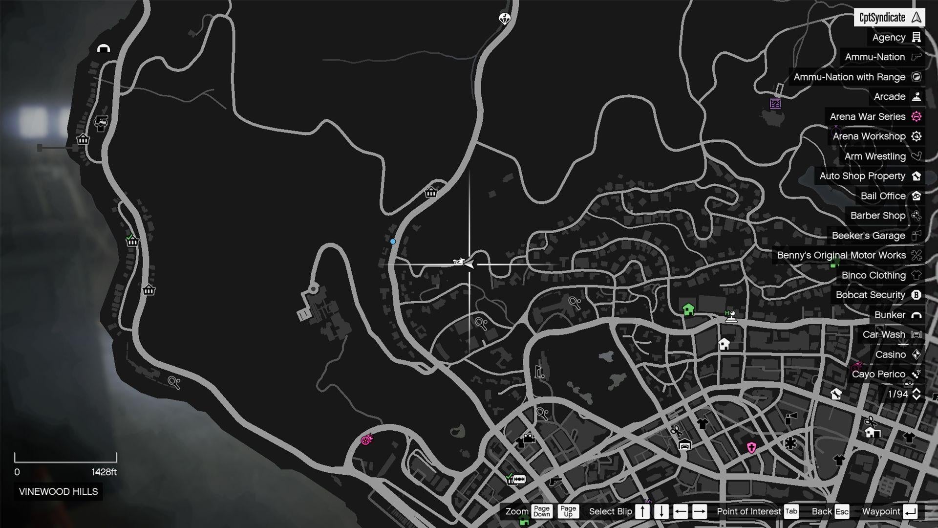 East Vinewood Hill Mansion construction site on the map.