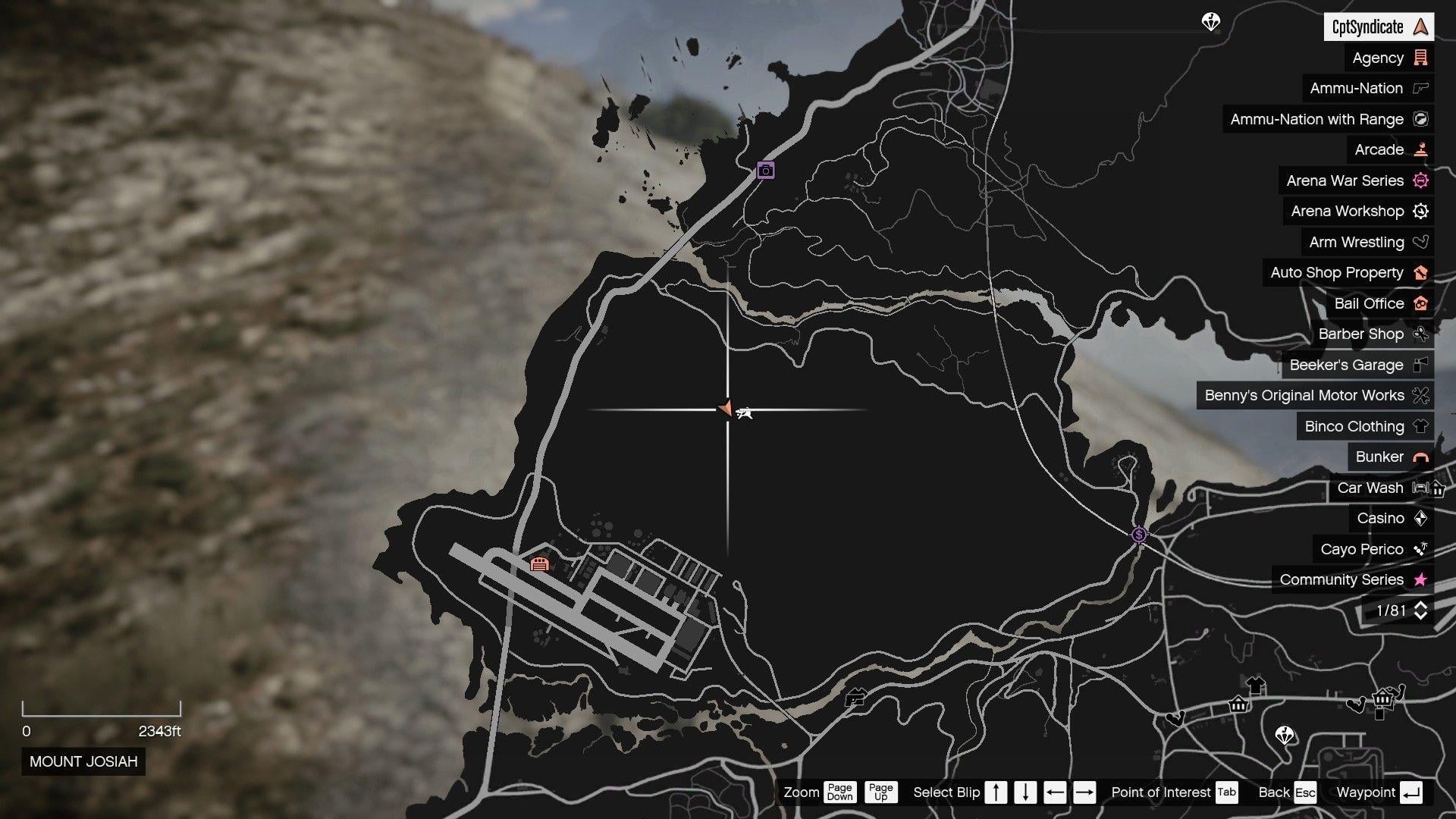 Mountain Lion's location on the map.