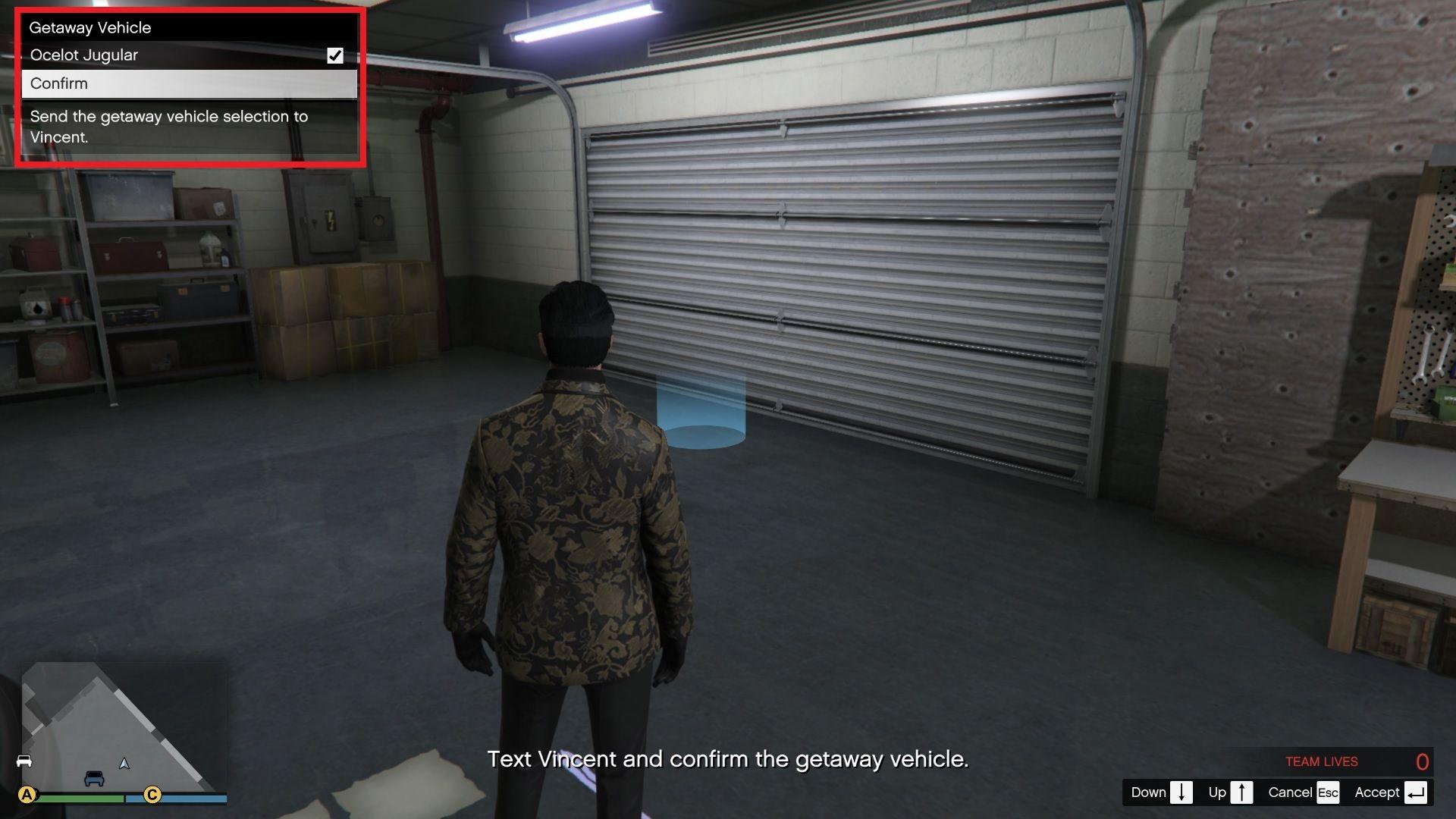 The mission will be completed after confirming your getaway vehicle.